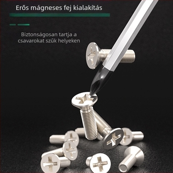 Átfúrt nyelű csavarhúzó, króm-vanádium acél, nagy szilárdság, mágneses, nem szigetelt