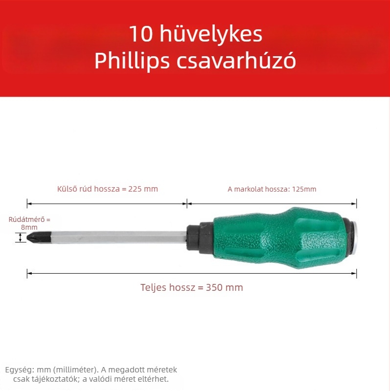 Átfúrt nyelű csavarhúzó, króm-vanádium acél, nagy szilárdság, mágneses, nem szigetelt
