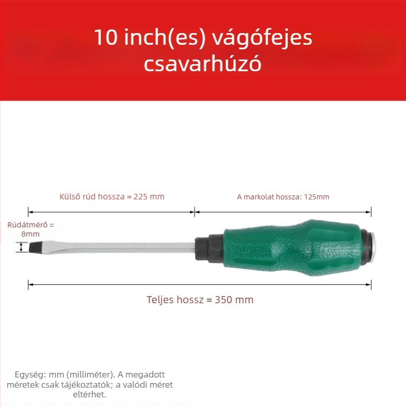 Átfúrt nyelű csavarhúzó, króm-vanádium acél, nagy szilárdság, mágneses, nem szigetelt