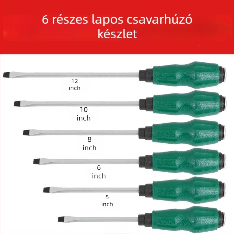 Átfúrt nyelű csavarhúzó, króm-vanádium acél, nagy szilárdság, mágneses, nem szigetelt