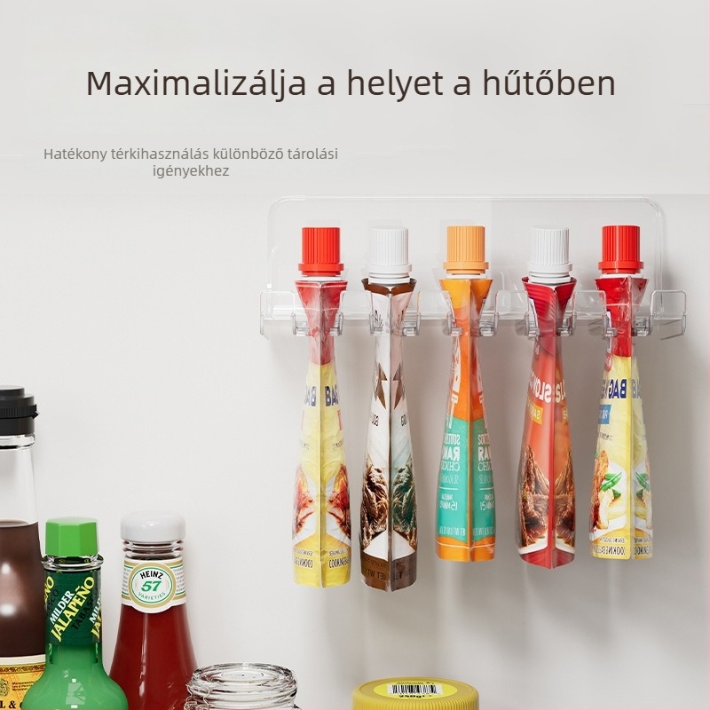 Fali fűszercsomag rendező, osztott műanyag polc, összecsukható, telepítés nélkül