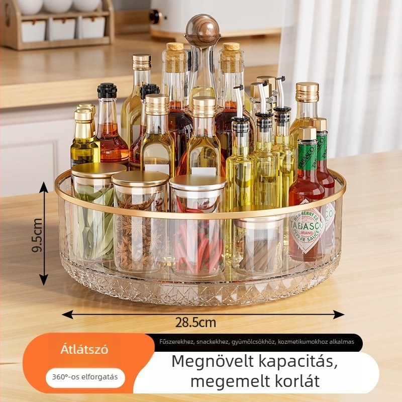 Forgó fűszertartó konyhai tároló, műanyagból – olaj, só, szósz és ecet számára