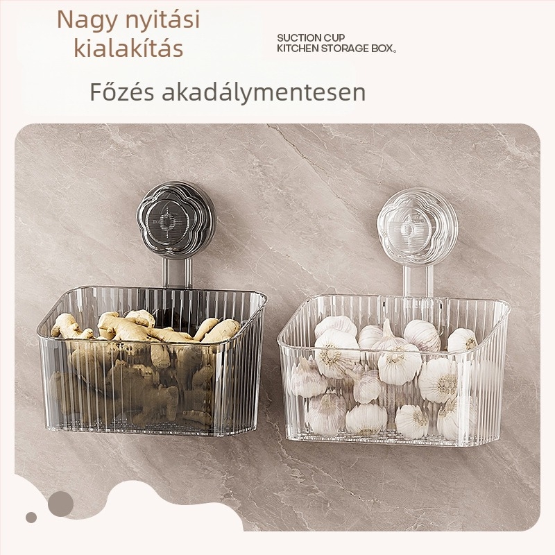 Fali fűszerkészlet hagyma, gyömbér és fokhagyma tárolására – perforálás nélkül, PET anyag, eredet CHAOZHOU, piacra kerül 2025-ben