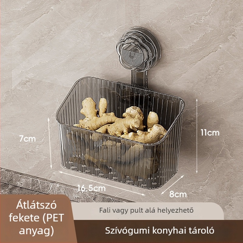 Fali fűszerkészlet hagyma, gyömbér és fokhagyma tárolására – perforálás nélkül, PET anyag, eredet CHAOZHOU, piacra kerül 2025-ben