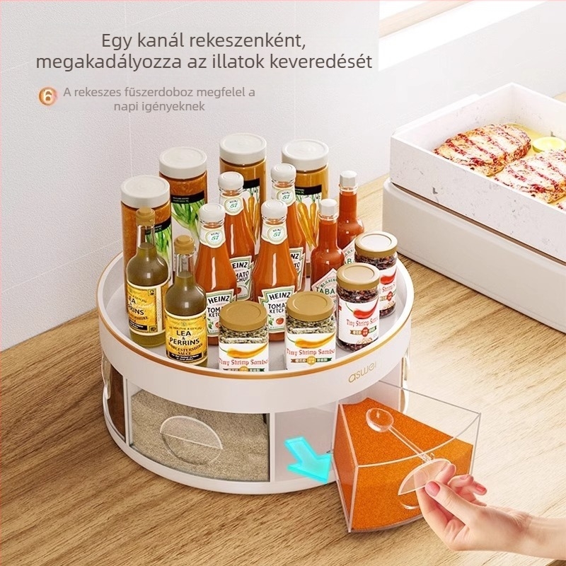 Forgó fűszertartó és multifunkcionális konyhai tároló