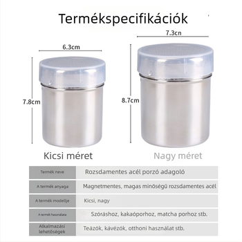 Rozsdamentes acélból készült 40-es hálós cukor-szitája fedővel, finom hálóval, többfunkciós fűszertartó sütéshez