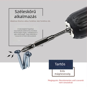 Erős mágneses csavarhúzó bit, kereszthorn Ph2 fej, D1 acél; nunchaku-stílusú bit kettős végű; mágneses gyűrű; hossz 65 mm és 110 mm