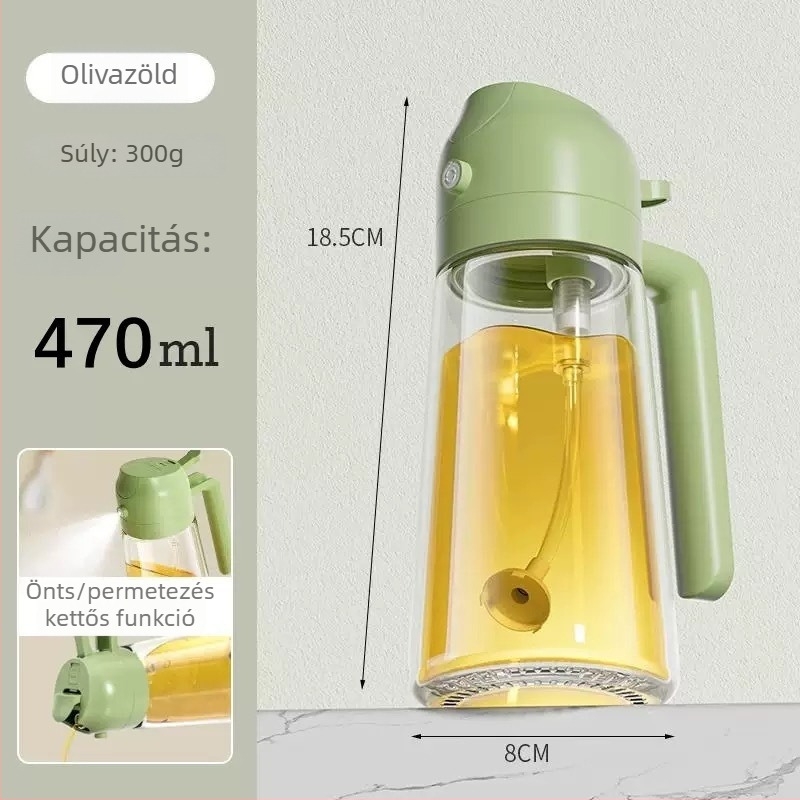 Otthoni olajspray üveg automatikus nyitás-zárás, permetezés és öntés főzőolajhoz, kettős használatú konyhai eszköz fűszerezéshez