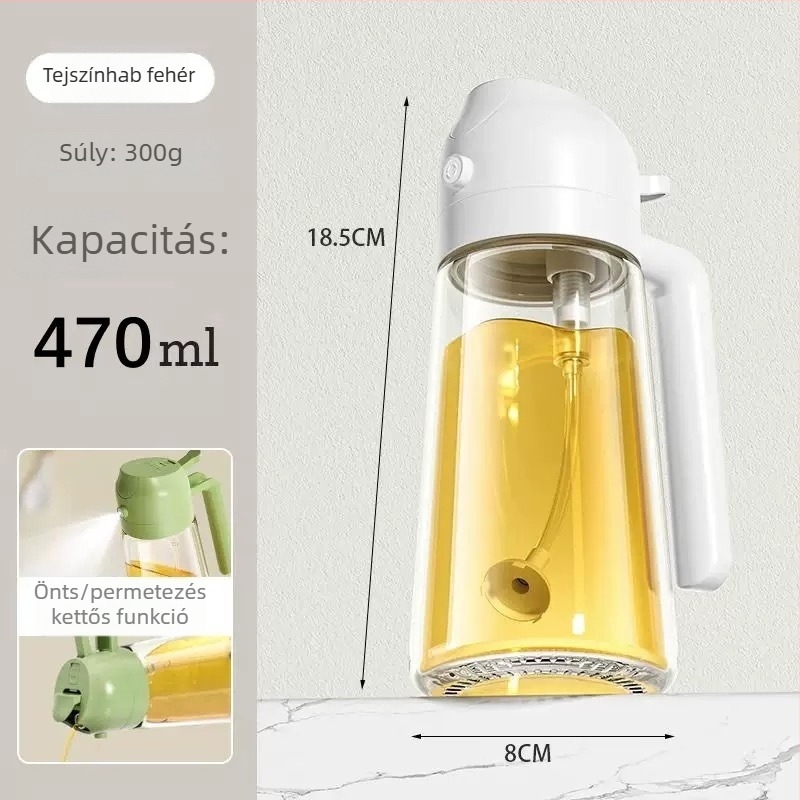 Otthoni olajspray üveg automatikus nyitás-zárás, permetezés és öntés főzőolajhoz, kettős használatú konyhai eszköz fűszerezéshez