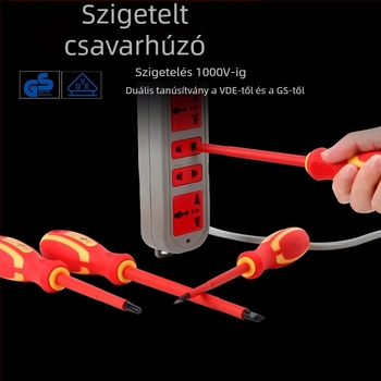 Caffwell szigetelt csavarhúzó készlet mágneses végződésű – Phillips és lapos fejű, elektromos szerelők számára, szénacélból