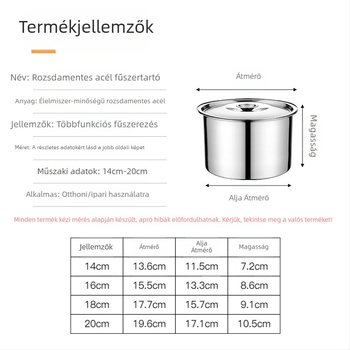 Rozsdamentes acél íz-kupa nyitott fedővel, szilárd fűszertartó, logónyomtatás elérhető