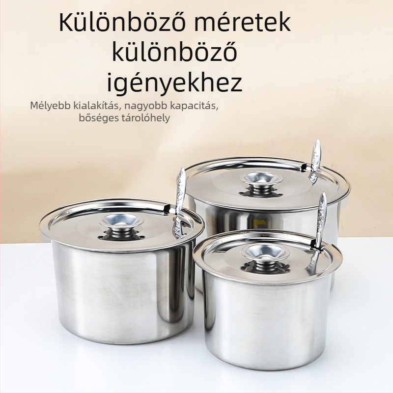 Rozsdamentes acél íz-kupa nyitott fedővel, szilárd fűszertartó, logónyomtatás elérhető