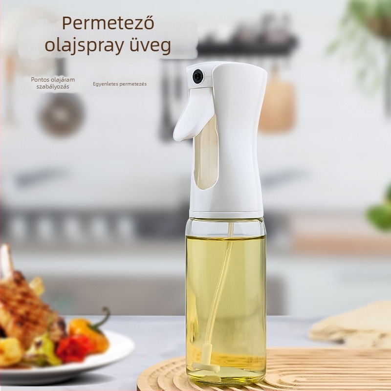 Üveg olajspray palack préseléses permetező funkcióval, olajkanna típus, modern minimalista stílus, logó testreszabás elérhető.