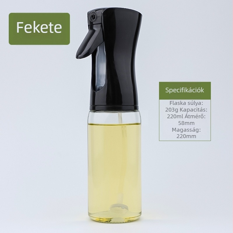 Üveg olajspray palack préseléses permetező funkcióval, olajkanna típus, modern minimalista stílus, logó testreszabás elérhető.