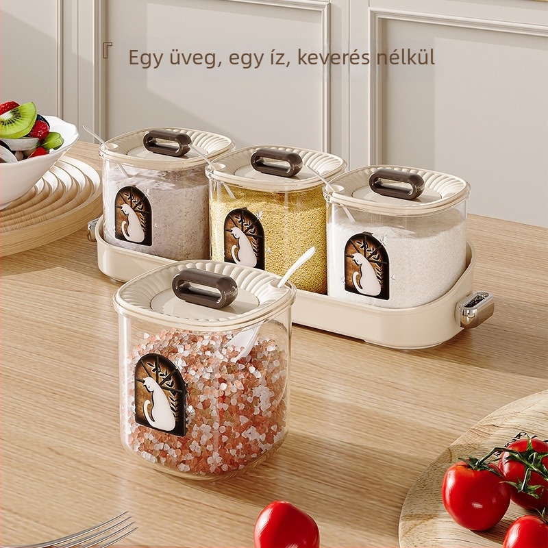 Beépített többrekeszes fűszertartó konyhához, prémium műanyag sótartóval és logótestreszabási lehetőséggel