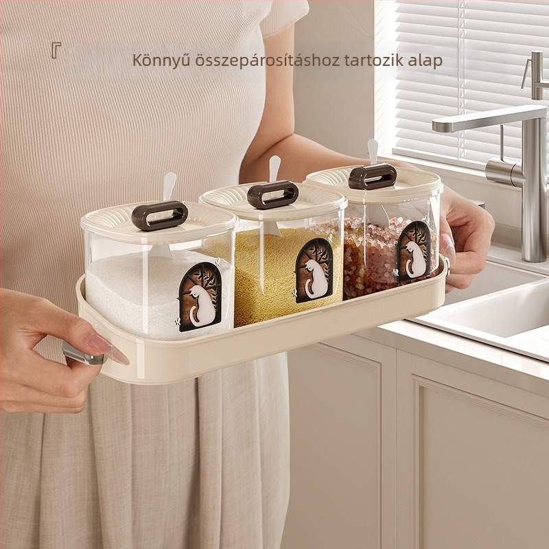 Beépített többrekeszes fűszertartó konyhához, prémium műanyag sótartóval és logótestreszabási lehetőséggel