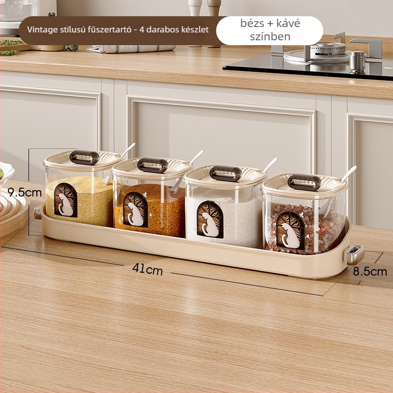 Beépített többrekeszes fűszertartó konyhához, prémium műanyag sótartóval és logótestreszabási lehetőséggel