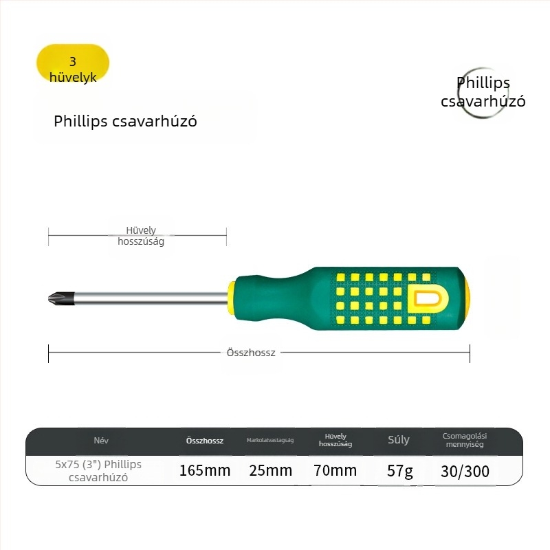 Kereszthornú csavarhúzó – mágneses, szigetelt, magas széntartalmú acélból, markolat PP+TPR