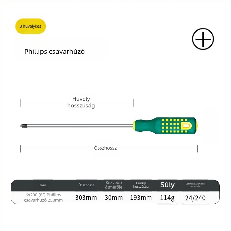 Kereszthornú csavarhúzó – mágneses, szigetelt, magas széntartalmú acélból, markolat PP+TPR