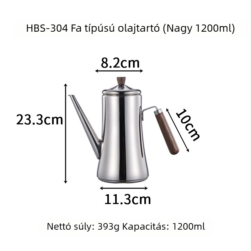 Hongjunda olajtartó edény, rozsdamentes acél, modern minimalista stílus, logóval