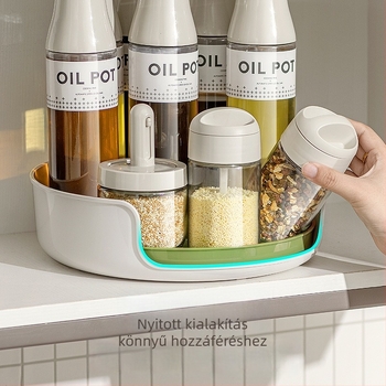 Konyhai forgó tároló - többfunkciós, mozgatható szervező fűszerekhez és szószokhoz, PP anyagból, Lei Wei márka, modern minimalista stílus