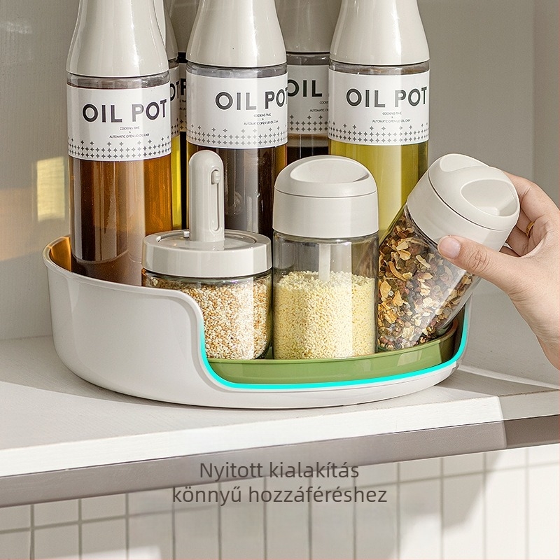 Konyhai forgó tároló - többfunkciós, mozgatható szervező fűszerekhez és szószokhoz, PP anyagból, Lei Wei márka, modern minimalista stílus
