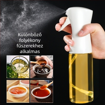 Olajspray palack, üveg és műanyag, modern minimalista stílus, nyomásos permetező funkció