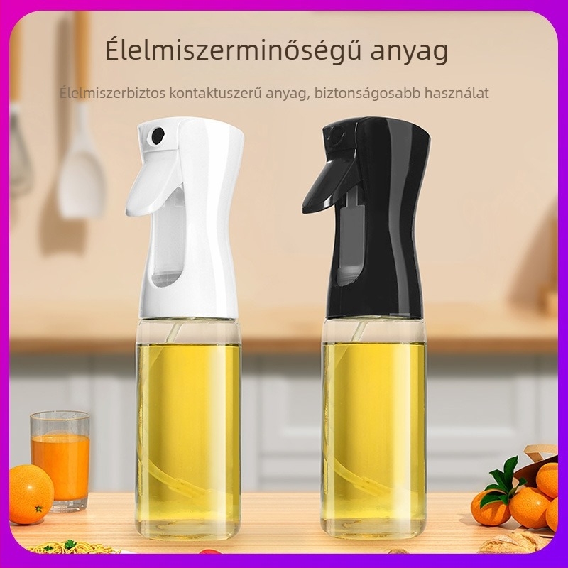 Olajspray palack, üveg és műanyag, modern minimalista stílus, nyomásos permetező funkció