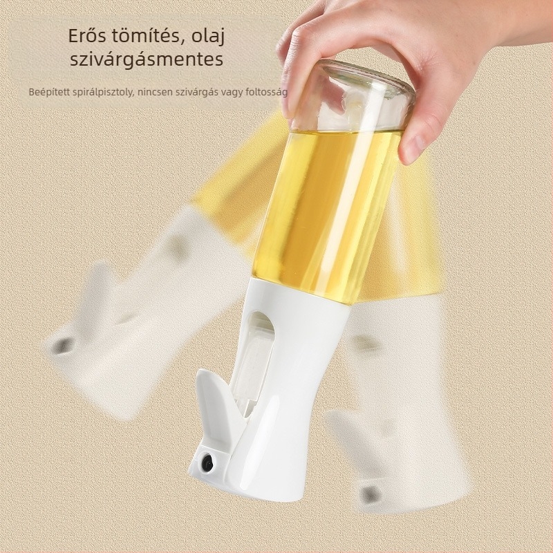 Olajspray palack, üveg és műanyag, modern minimalista stílus, nyomásos permetező funkció