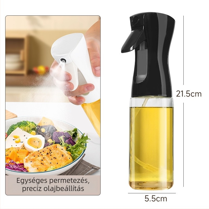 Olajspray palack, üveg és műanyag, modern minimalista stílus, nyomásos permetező funkció