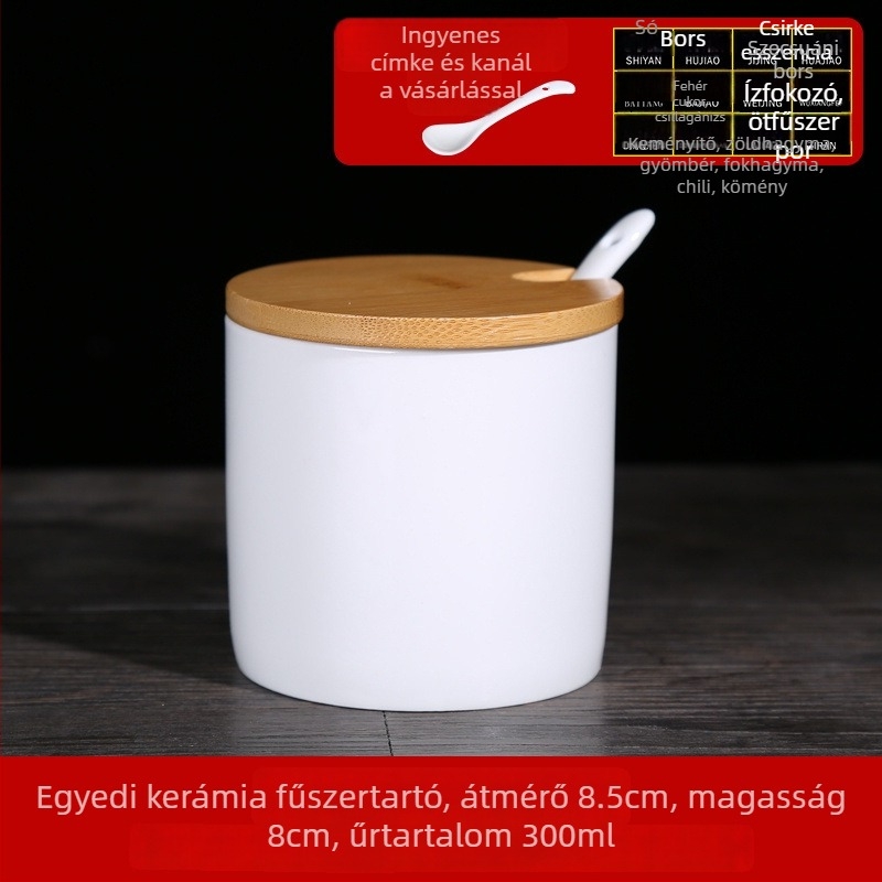 Kreatív üveg fűszertartó készlet kerámia fűszertartóval a konyhához