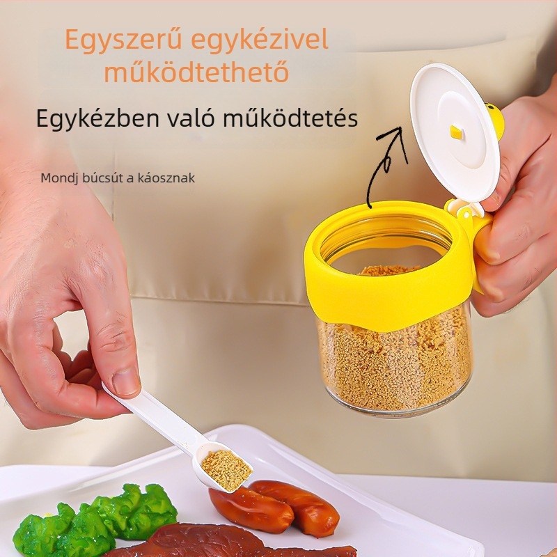 Chuangchi Üveg fűszertartó készlet - zárható, porvédett, szilárd fűszerekhez, logó nyomtatva, testreszabható