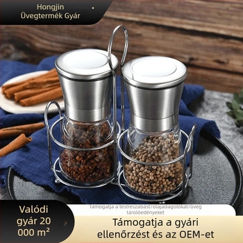 Üvegből készült kézi borsőrlő