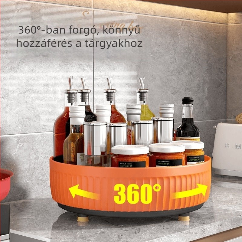 Orunjie Forgó fűszeres üvegtároló állvány, műanyag, nordic stílus, kör alakú kialakítás, többfunkciós konyhai szervező