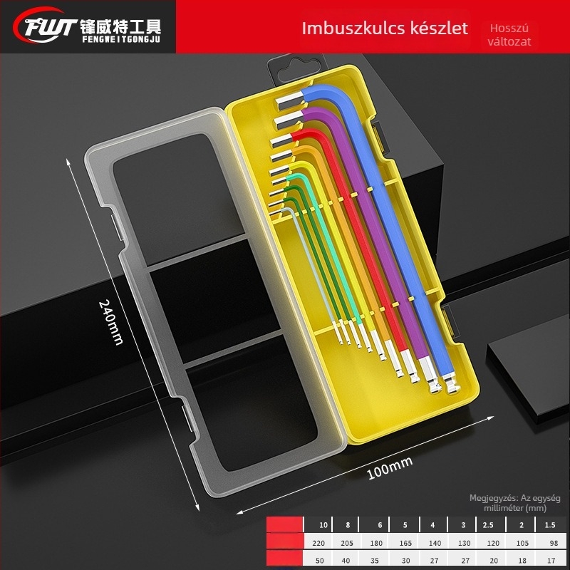 Belső hatszögkulcs készlet, króm-vanádium acél Cr_V