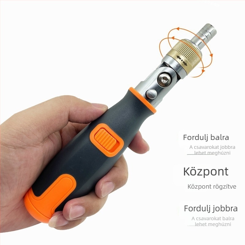 TEBON kétirányú csavarhúzó készlet, mágneses, nem szigetelt, S2 ötvözetű szerszámacél, tartalmaz keresztfejű, egyenes és speciális fejű biteket