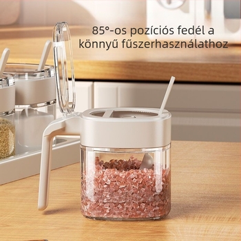 Kerámia sótartó készlet mérő fűszertartó üvegekkel