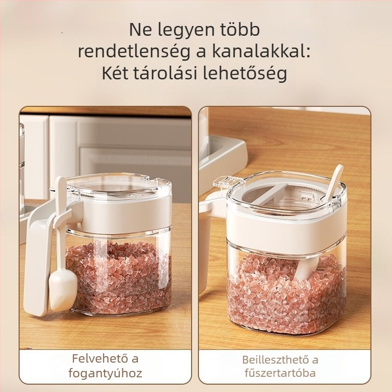 Kerámia sótartó készlet mérő fűszertartó üvegekkel