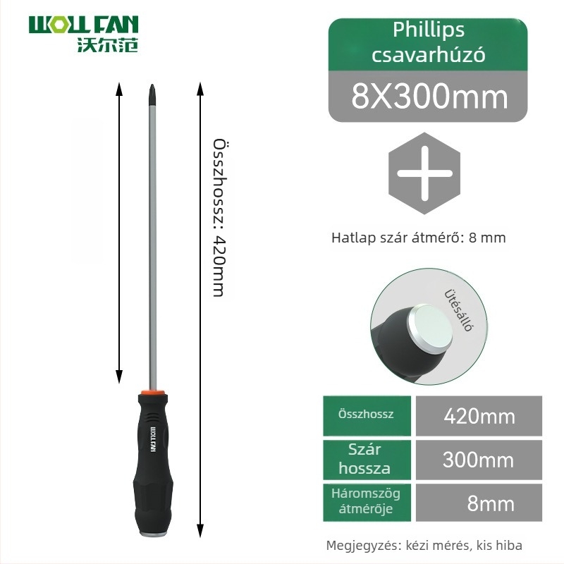 Phillips és laposfejű csavarhúzó készlet – Ipari minőségű, mágneses, szigetelt, Cr-V krom-vanádium acél, markolat ragasztóbevonattal