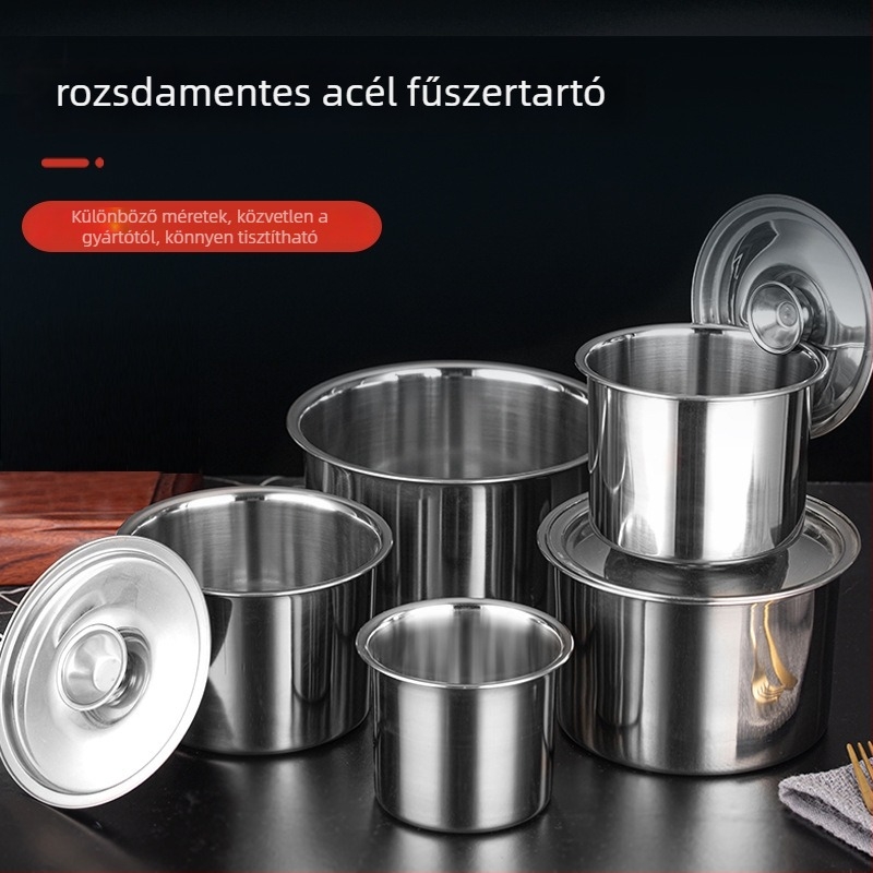 304 rozsdamentes acél fűszertartó edény fedéllel, folyékony fűszerekhez, modern minimalista stílus, testreszabás és logó nyomtatás