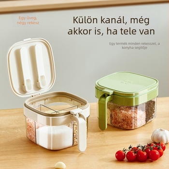 Jianjia zárható fűszeres doboz, többrekeszes dizájnnal, műanyagból készült, alkalmas kemény fűszerekhez, piacra kerül 2025-ben