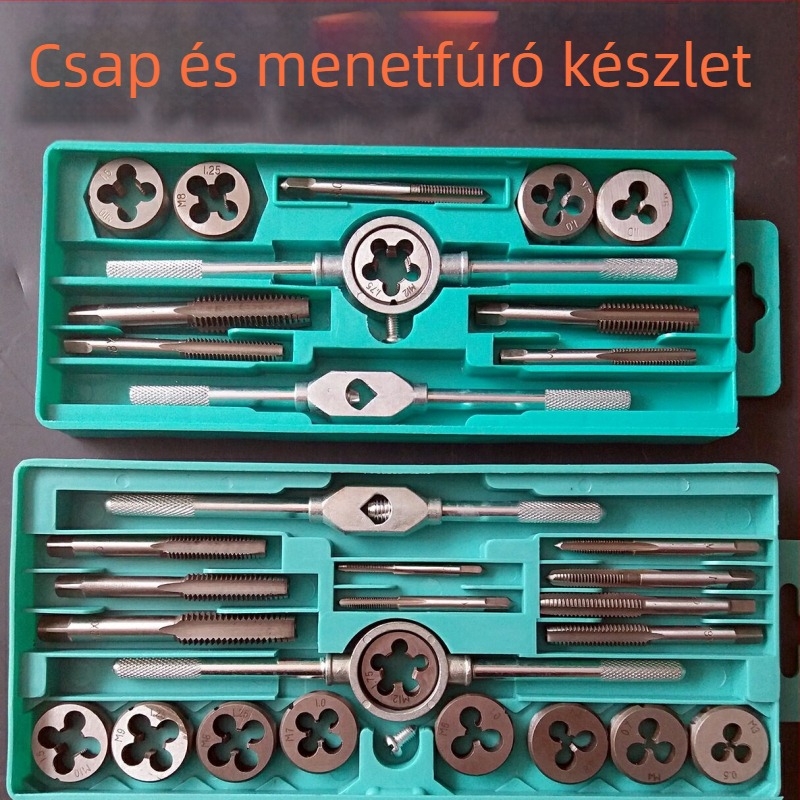 Többfunkciós menetfúró- és die készlet racsnis kulccsal