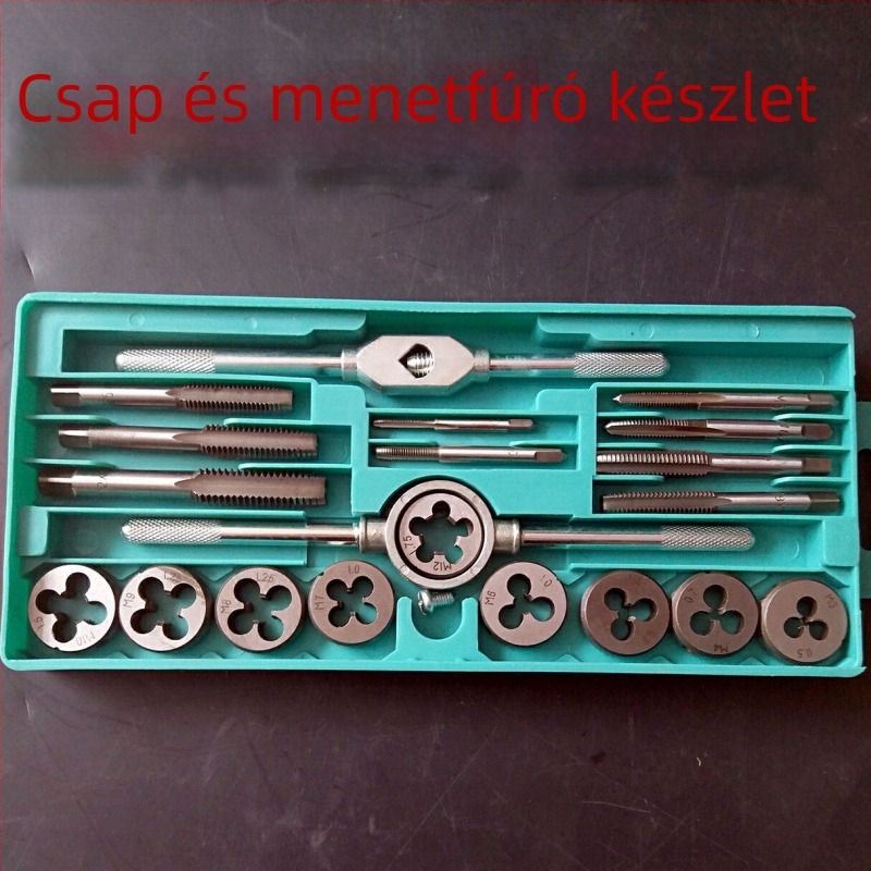 Többfunkciós menetfúró- és die készlet racsnis kulccsal