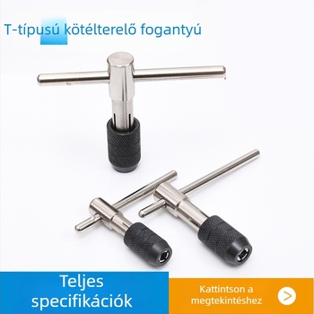 T alakú menetkészlet kézi fúróval, menetfogóval, tokban és kúpos lemezen fogakkal, 6 darab