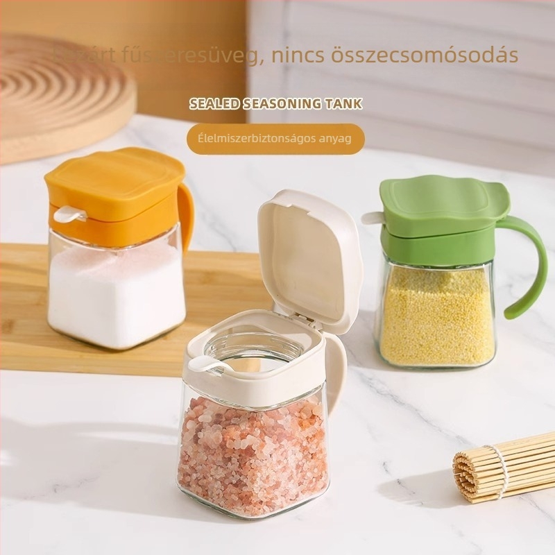 Üveg fűszertartó készlet szilárd fűszerekhez, háztartási konyha