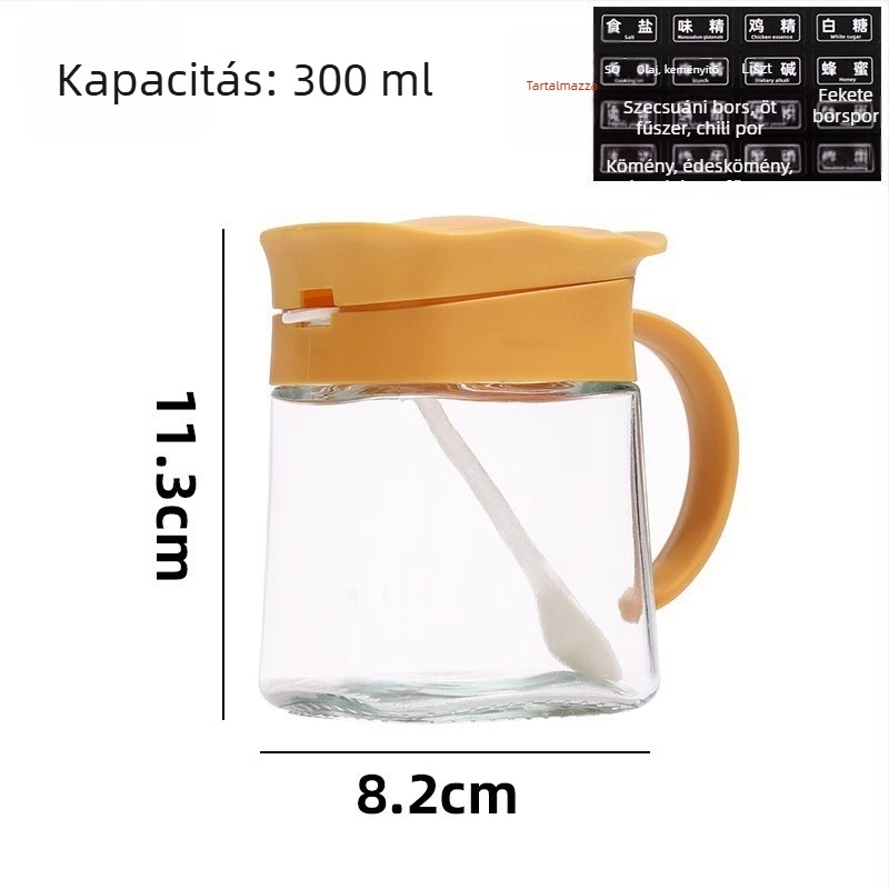 Üveg fűszertartó készlet szilárd fűszerekhez, háztartási konyha