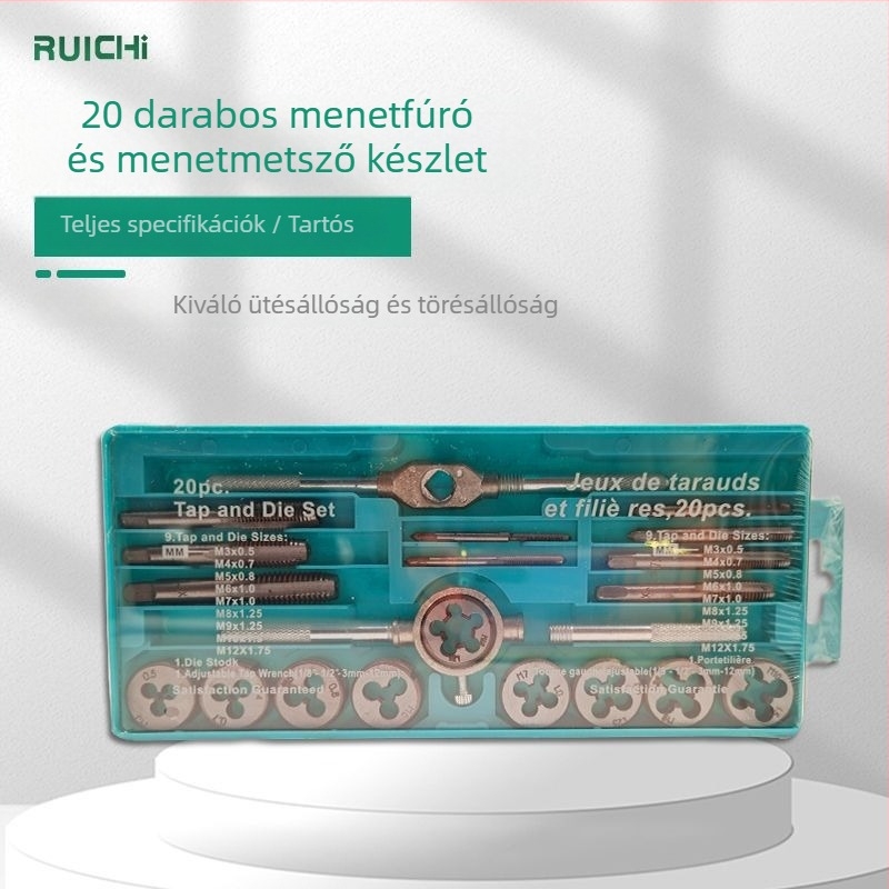 Menetkészlet Tap Die, 12 vagy 20 darab, 45# acél, ruichi márka, tömeg 0,42–0,52 kg