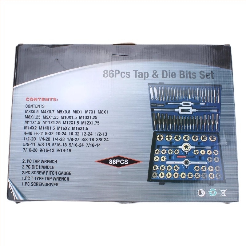 Chi Xi Titánbevonatos menetkészlet, 86 darabos készlet, kézi menetkészítő kulcs