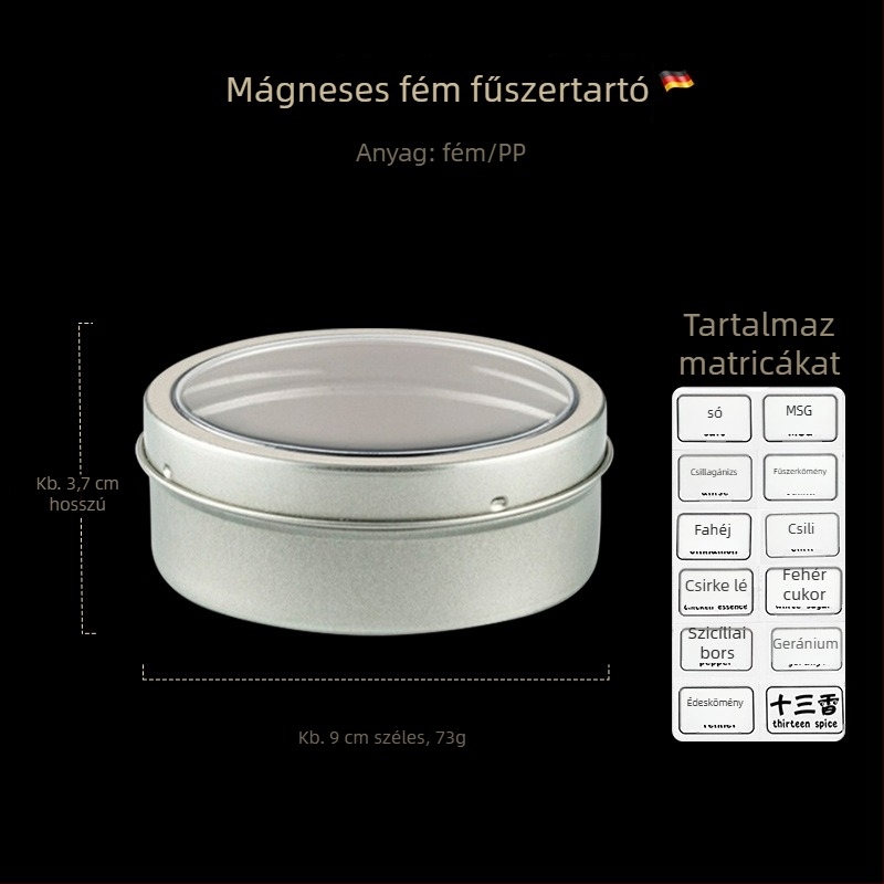 Bosans mágneses fűszeres doboz fedéllel – szilárd fűszerekhez, testreszabható logó, modern minimalista stílus