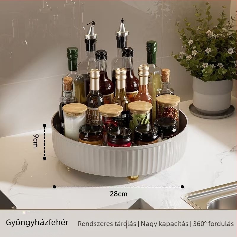 Konyhai forgó fűszertartó állvány, műanyag, sokoldalú rendező, 2013 tavaszán debütált